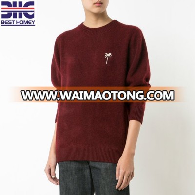 Pure cashmere knitted chest embroidery design jumpers pullover sweaters for mens