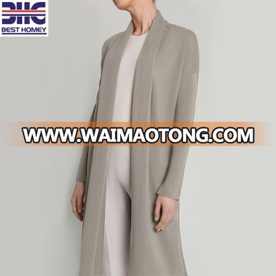 Women's 100% cashmere classic and timeless high quality knitted long cardigan sweater for ladies