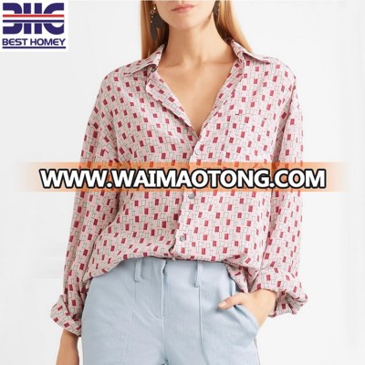 Women Long Sleeve button up printed shirt for ladies