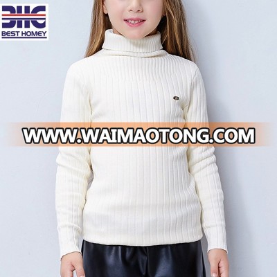 kids' 100% cotton turtleneck knitted white sweater designs for baby girl